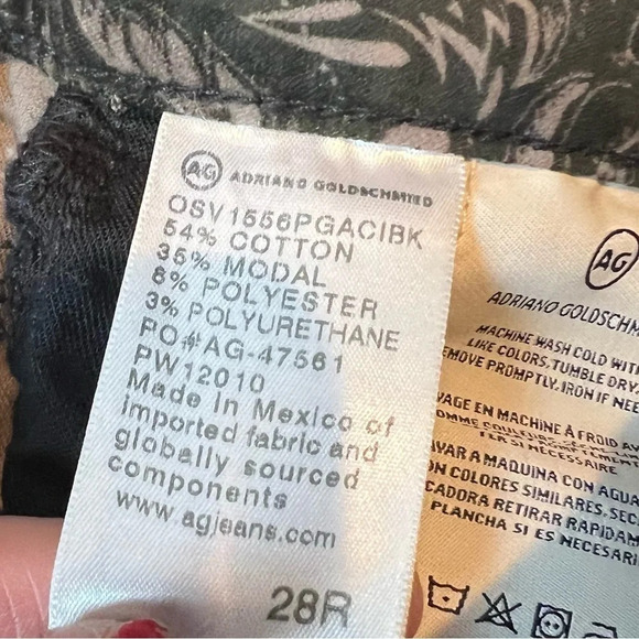 NWOT AG High Rise Stevie Slim Straight Ankle Velvet Pant Paisley Print Casual 28 - Picture 8 of 11